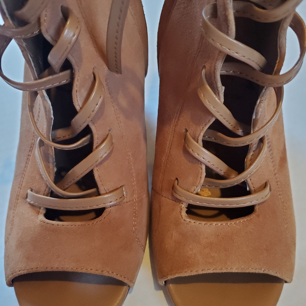 Sam Edelman Yvie Open Lace up Suede Heels - Picture 4 of 7